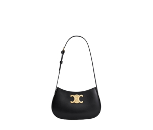 Celine Medium Tilly Bag In Shiny Calfskin With Gold Finishing Hardware Black