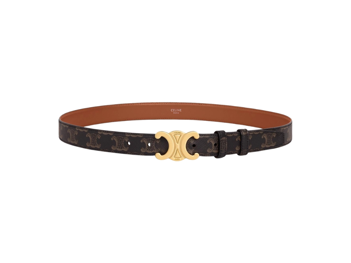 CL LARGE 30 MM TRIOMPHE BELT IN BLACK AND GOLD HARDWARE