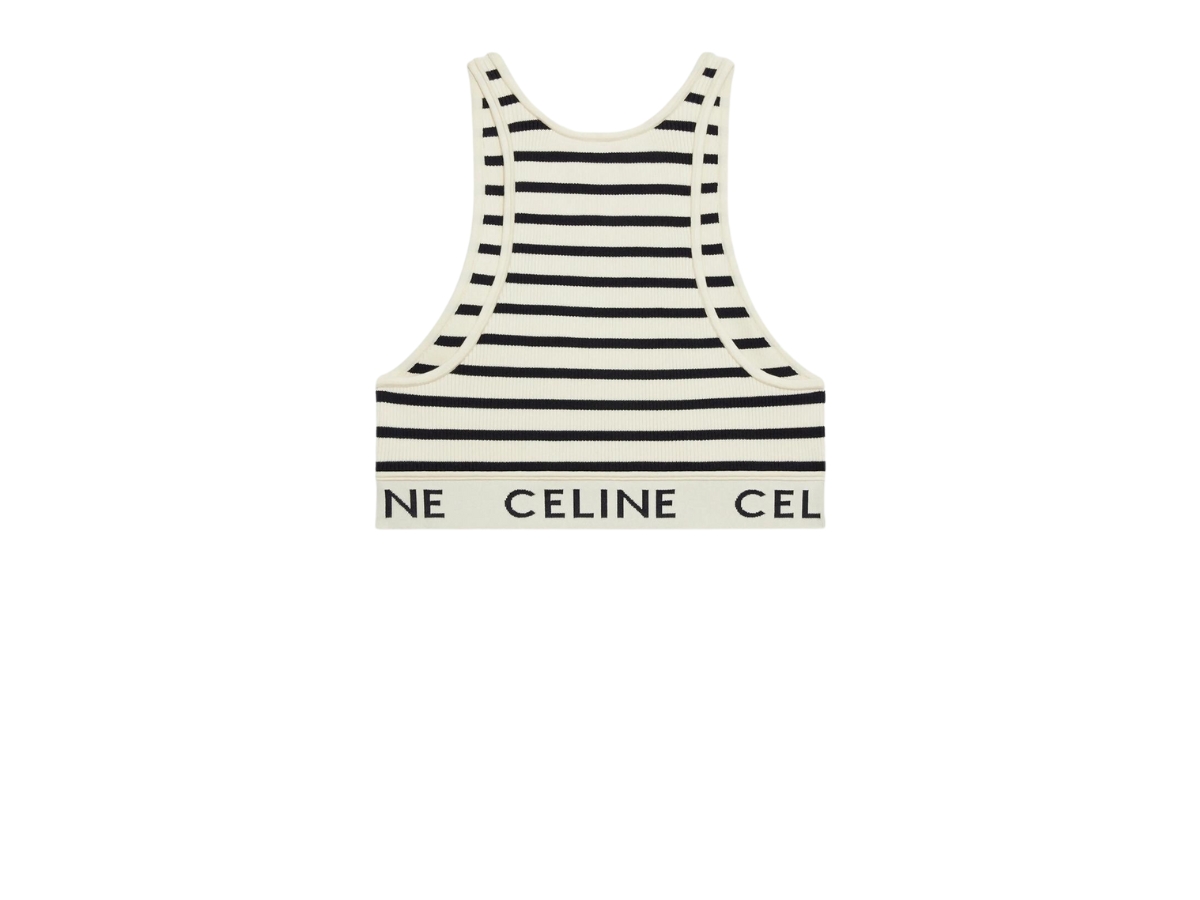 SASOM  apparel Celine Mesh Sports Bra Cream Navy Check the latest