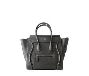 Celine Micro Luggage Handbag In Calfskin And Silver-Tone Hardware Dark Gray