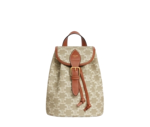 Buy Celine Mini Backpack Folco In Triomphe Canvas And Calfskin With Gold Finishing Grege at Sasom – Authentic and Ready to Ship