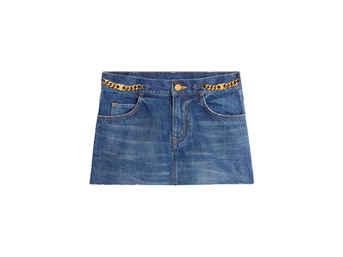 Buy Celine Mini Skirt In Clean Dark Union Wash Denim | SASOM