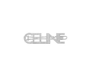 Celine Monochroms Hair Clip In Brass With Rhodium Finish And Crystals Silver