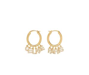 Buy Celine Paris Hoops In Brass With Gold Finish And Crystals Gold at Sasom – Authentic and Ready to Ship