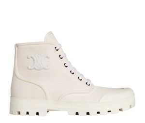 Buy Celine Patapans Lace Up Boot With Triomphe Patch In Canvas White at Sasom – Authentic and Ready to Ship