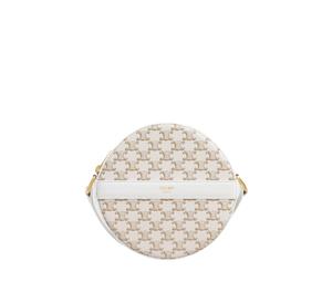 Buy Celine Round Purse On Strap In Triomphe Canvas With Gold Hardware White-White at Sasom – Authentic and Ready to Ship