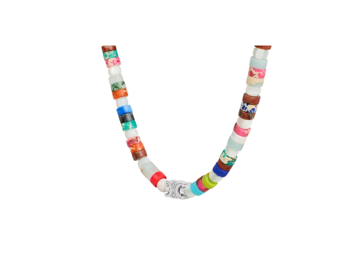 Celine San Onofre Chunky Triomphe Necklace in Natural Stones