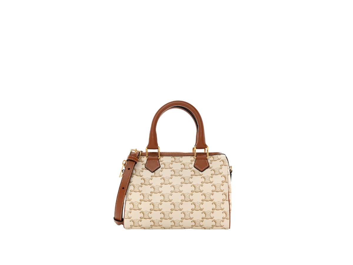 Celine Small Boston Cuir Triomphe In Triomphe Canvas And