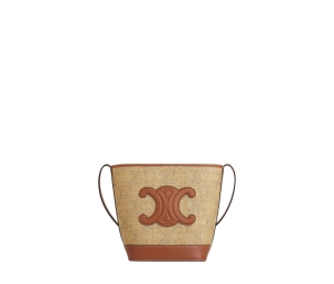 Buy Celine Small Bucket Cuir Triomphe In Raffia Effect Textile With Triomphe Jacquard With Gold Finishing Natural-Silver at Sasom – Authentic and Ready to Ship