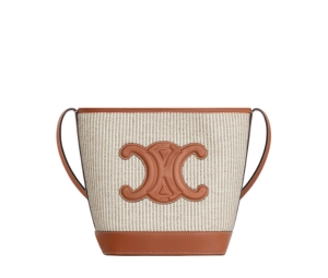 Celine Small Bucket Cuir Triomphe In Triomphe Canvas And