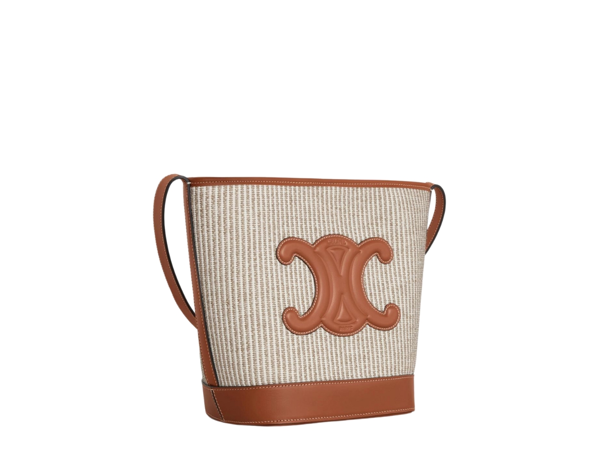 Celine Small Bucket Cuir Triomphe In Striped Textile And