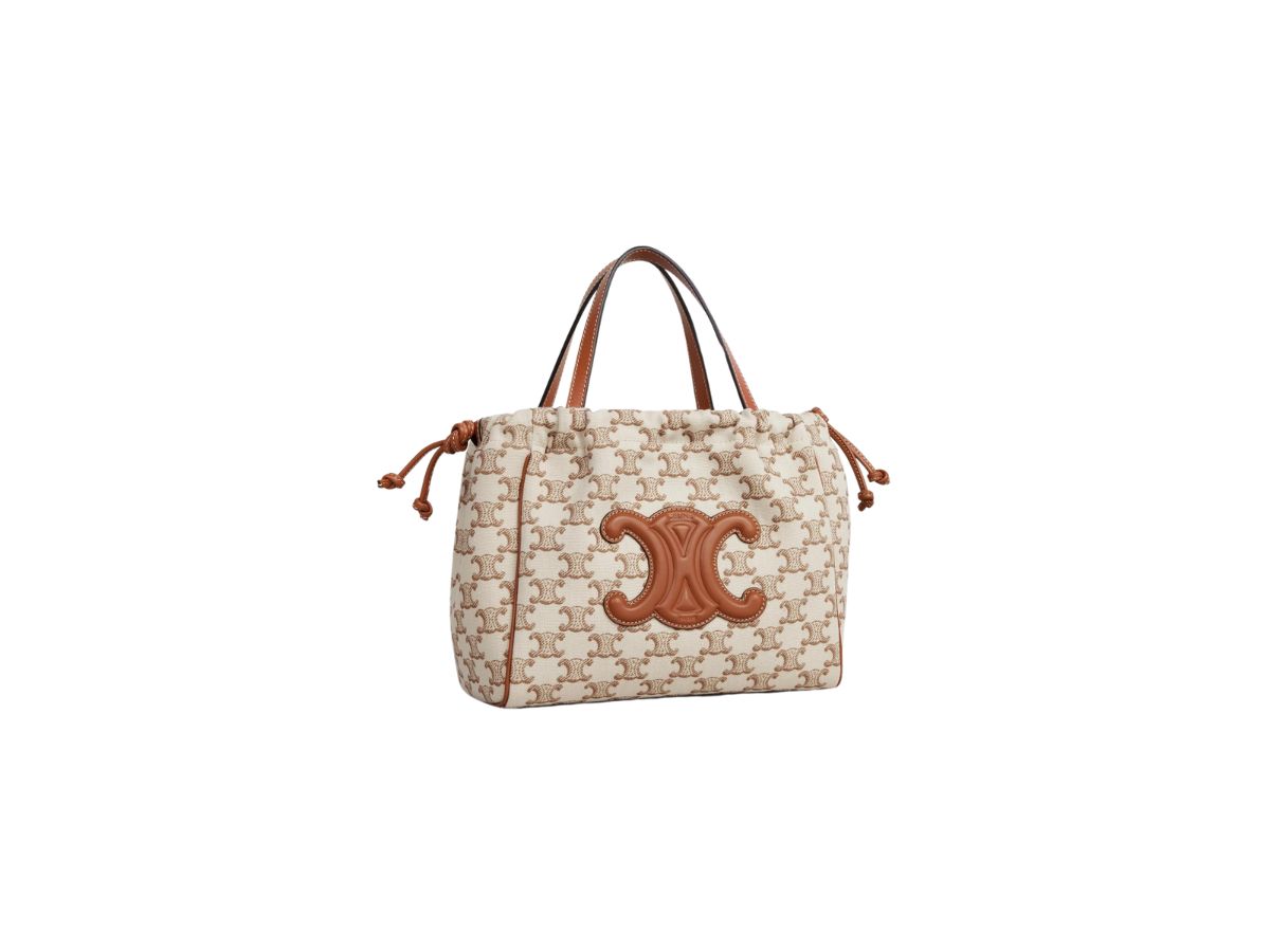 直営店買付☆☆【CELIEN】Small Cabas In Triomphe Canvas Celine Small Cabas Drawstring Cuir Triomphe In Textile With