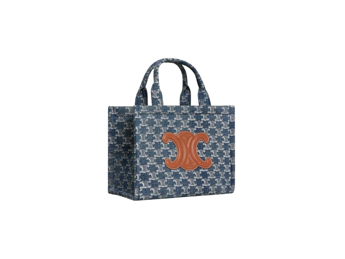 Celine Small Cabas Thais In Denim With Triomphe All-Over And