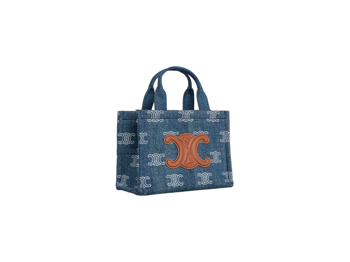 Celine Small Cabas Thais In Denim With Triomphe All-Over