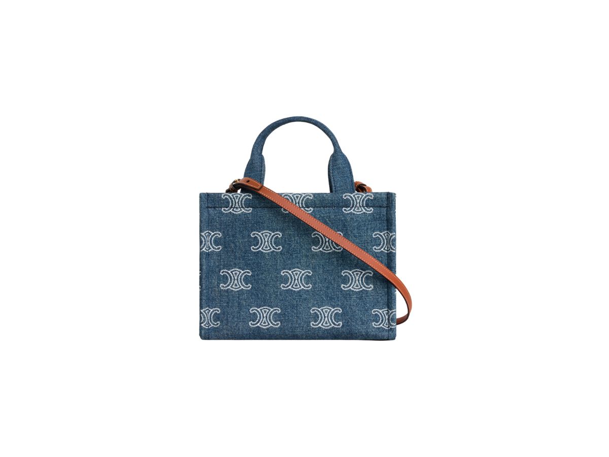 Celine Small Cabas Thais In Denim With Triomphe All-Over