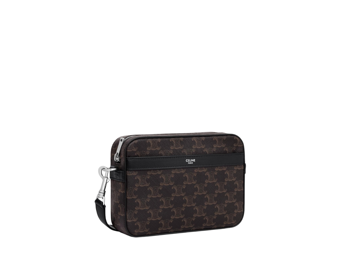 SMALL MESSENGER IN TRIOMPHE CANVAS AND CALFSKIN - BLACK