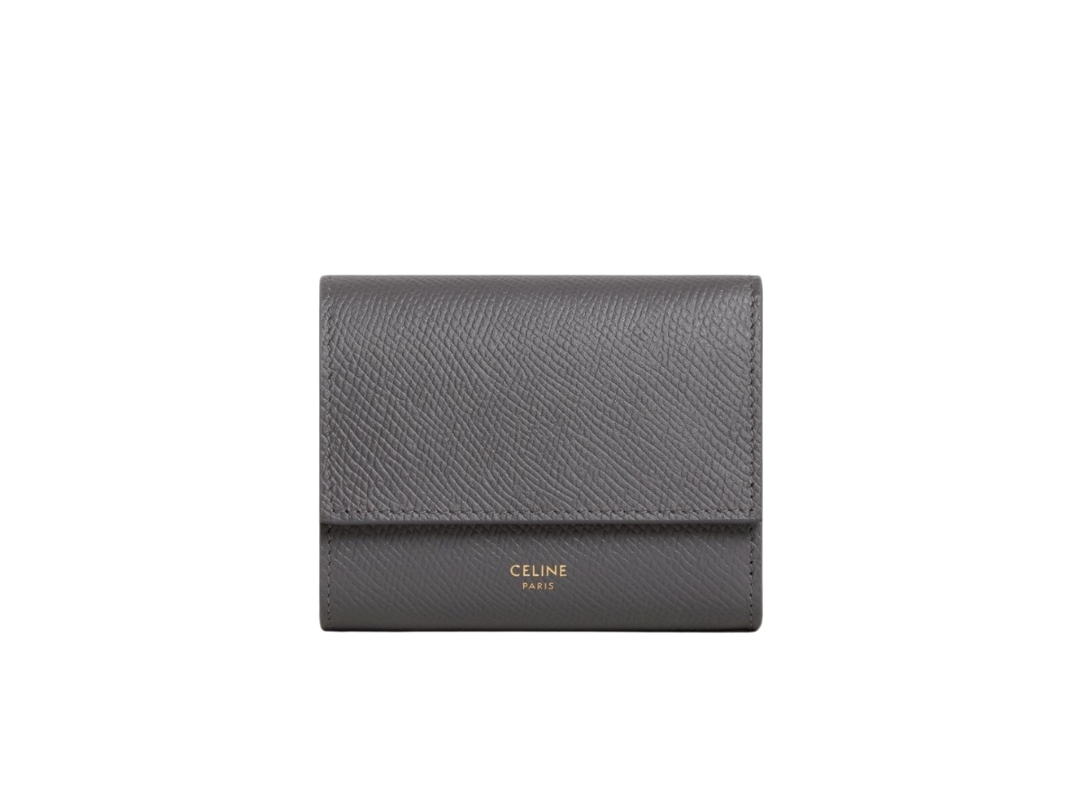 SMALL TRIFOLD WALLET IN GRAINED CALFSKIN - GREY