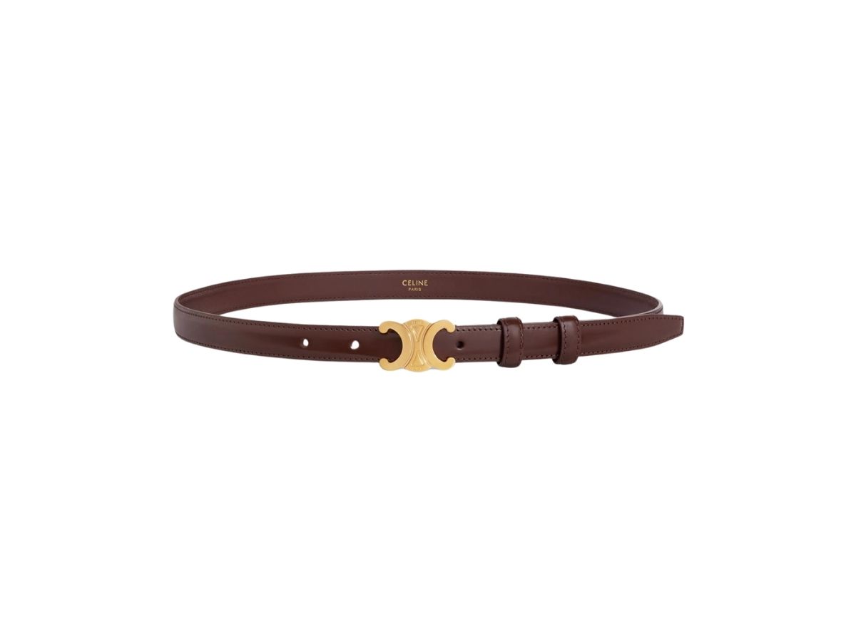 CEL 25mm Medium Triomphe Belt in Taurillon Chestnut Leather 176287