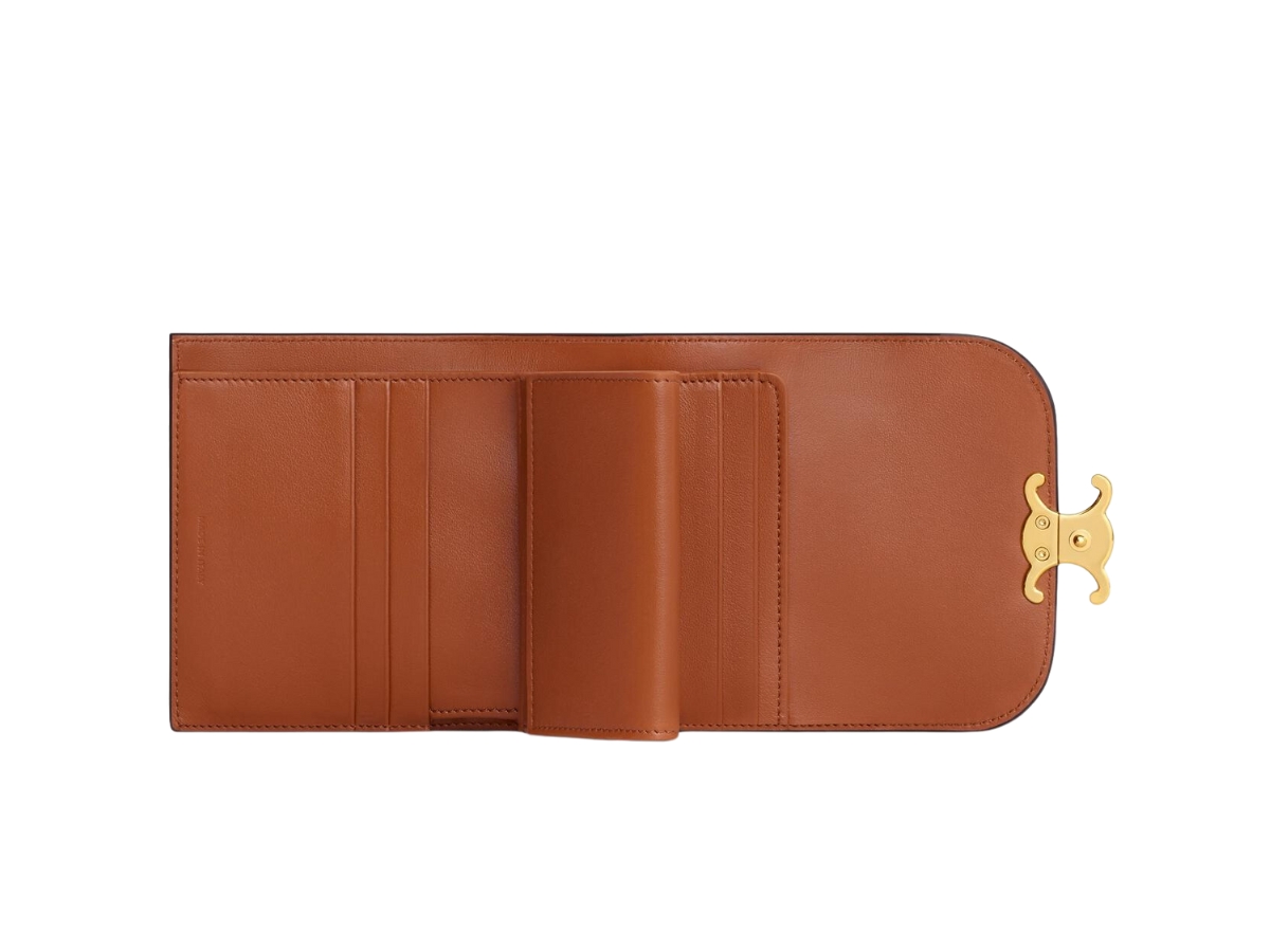 SMALL WALLET TRIOMPHE IN TEXTILE AND CALFSKIN - NATURAL / TAN