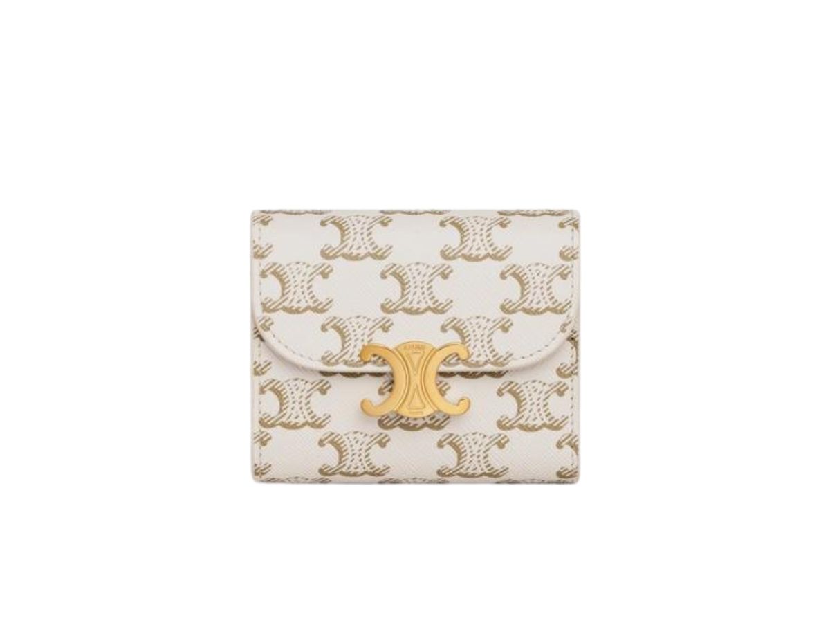 Celine Small Wallet Triomphe in Triomphe Canvas Tan