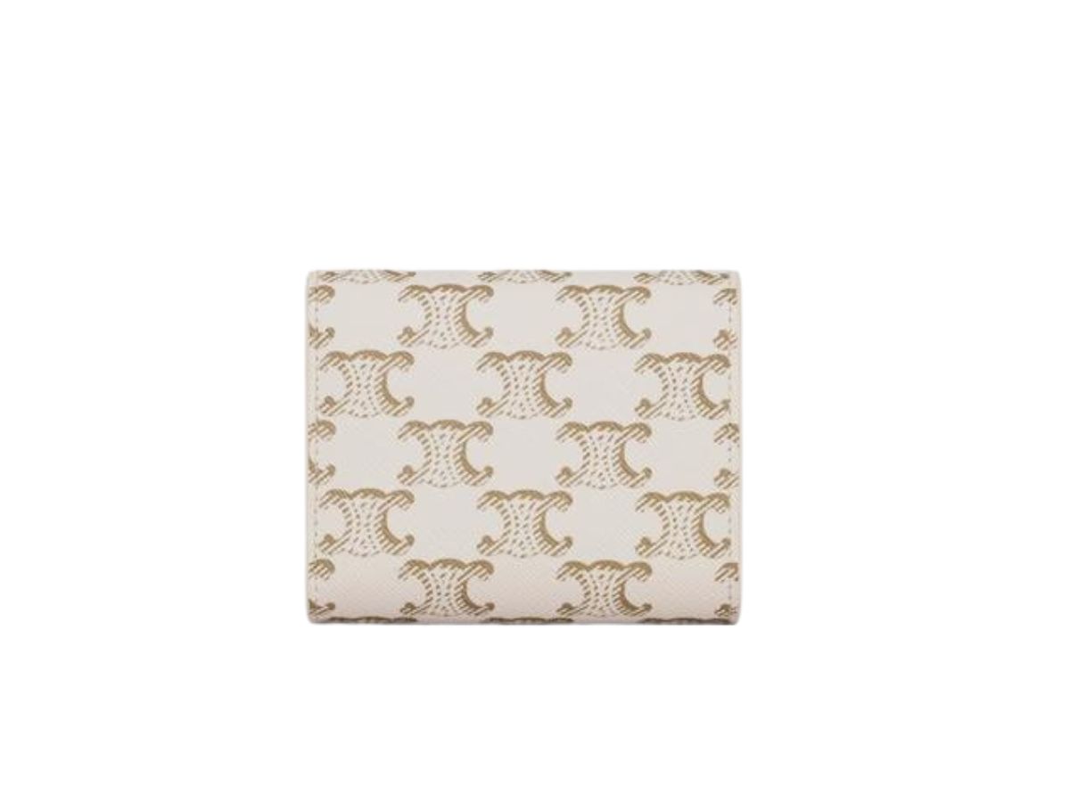 SMALL WALLET TRIOMPHE IN TRIOMPHE CANVAS - WHITE/TAN