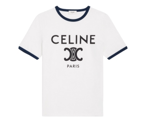 Celine T-Shirt In Cotton Jersey Off White Navy Black