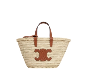 Buy Celine Teen Celine Classic Panier In Palm Leaves And Calfskin With Gold Finishing Tan at Sasom – Authentic and Ready to Ship
