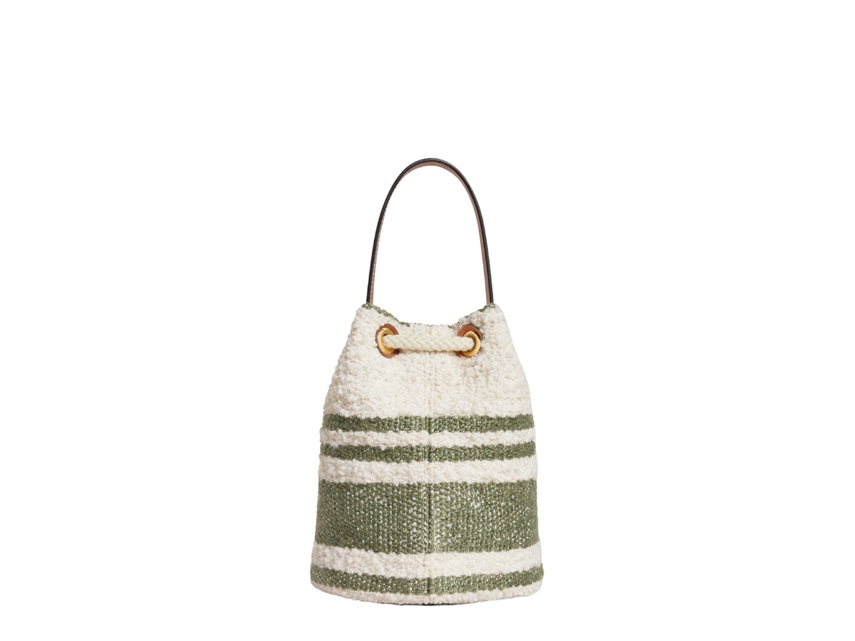 Celine Teen Drawstring In Striped Textile With Celine And