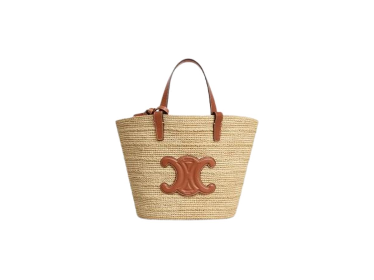 Celine Teen Supple Classic Panier 22cm Brown Calfskin Beige Raffia