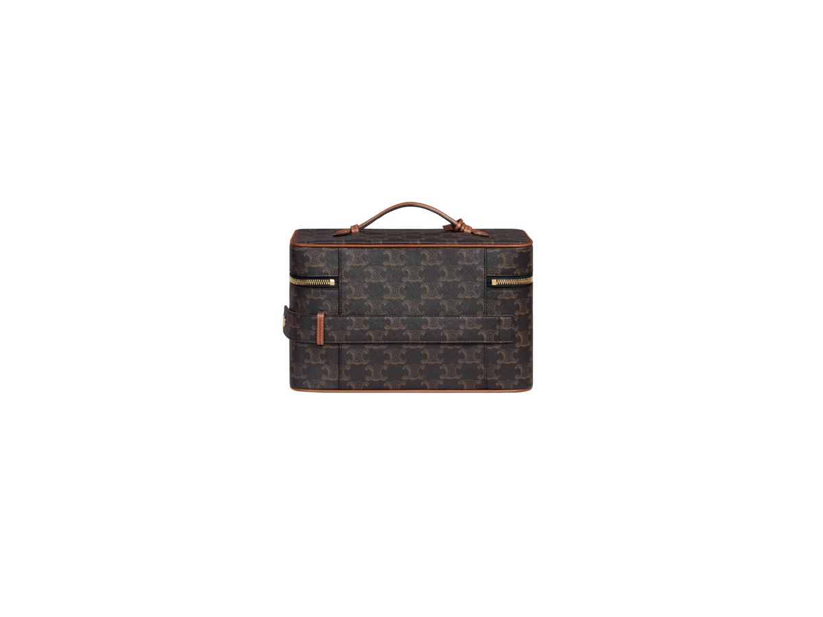 Celine Travel Vanity Case In Triomphe Canvas And Calfskin Tan