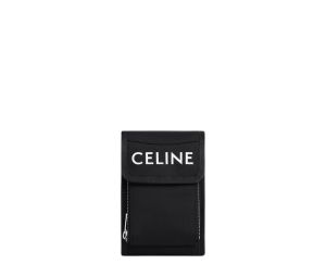 TREKKING PHONE POUCH IN NYLON WITH CELINE PRINT - BLACK