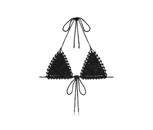 Celine Triangle Top In Crocheted Cotton Black