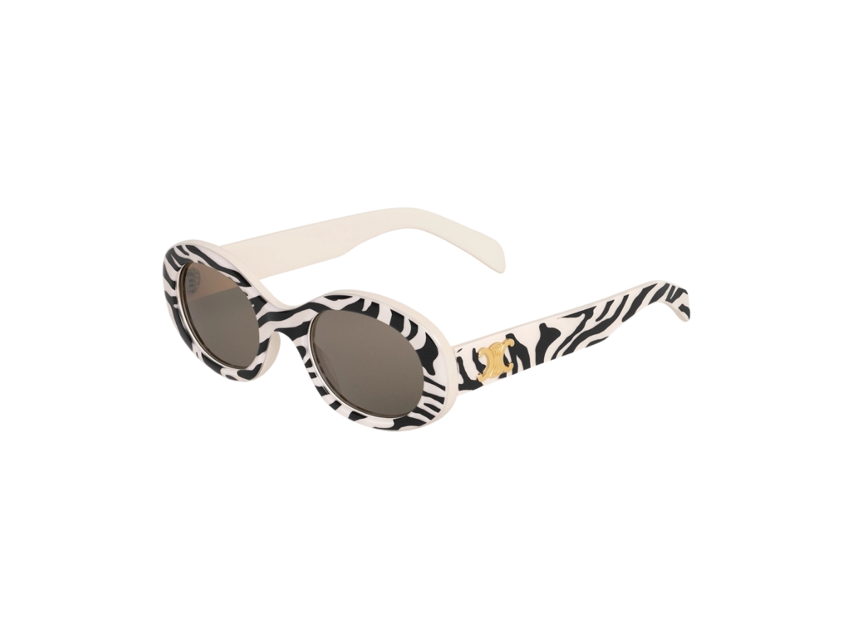 Celine Triomphe 01 Sunglasses In Acetate Zebra With Brown Lenses