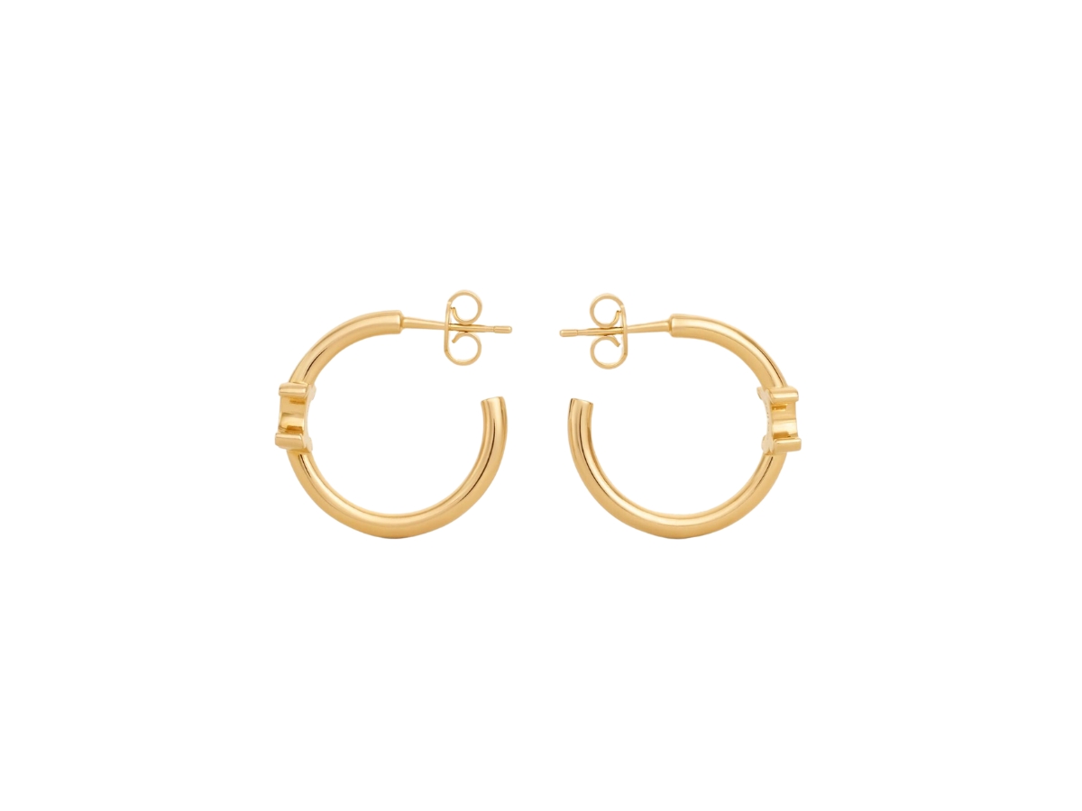 Celine Triomphe Asymmetric Hoops In Brass With Gold Finish Gold