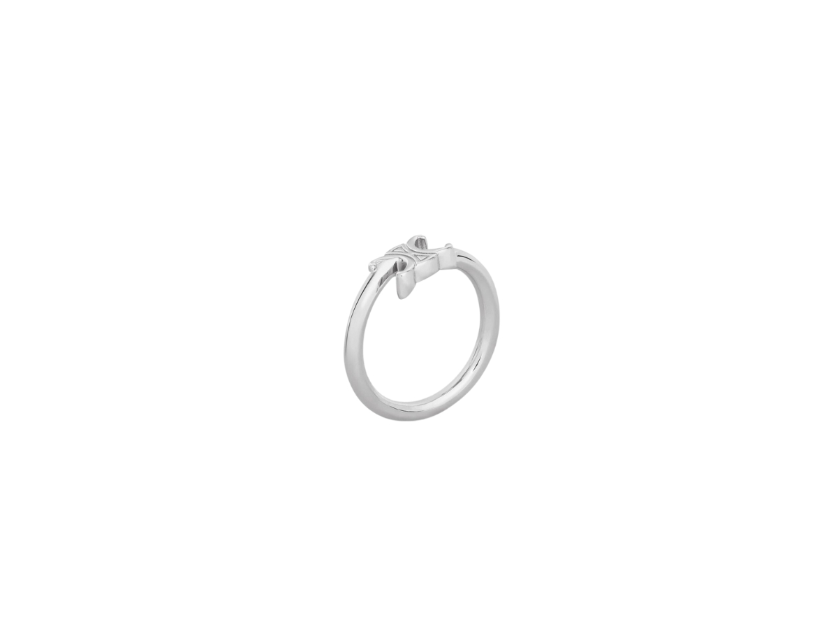 Celine Celine Triomphe Asymmetric Ring In Brass With Rhodium Finish Silver - view 2