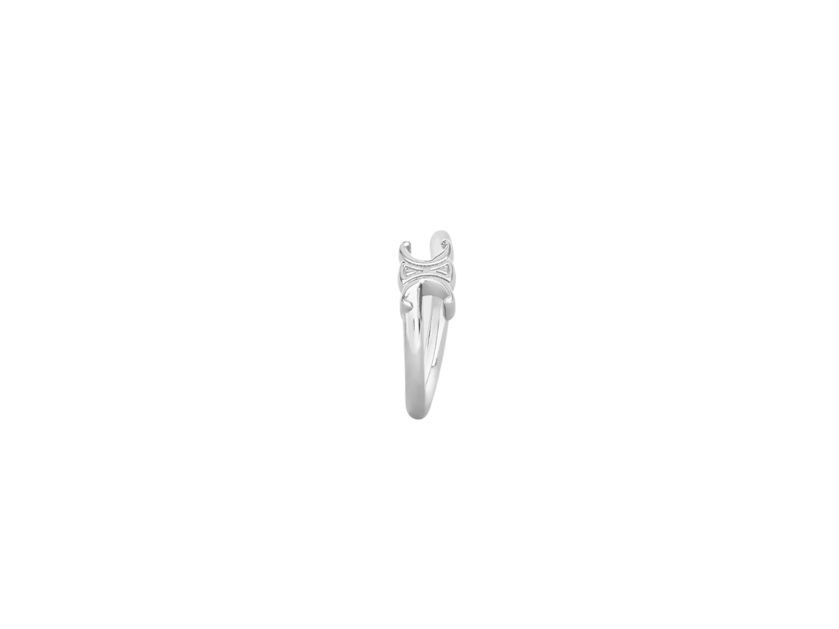 Celine Celine Triomphe Asymmetric Ring In Brass With Rhodium Finish Silver - view 3