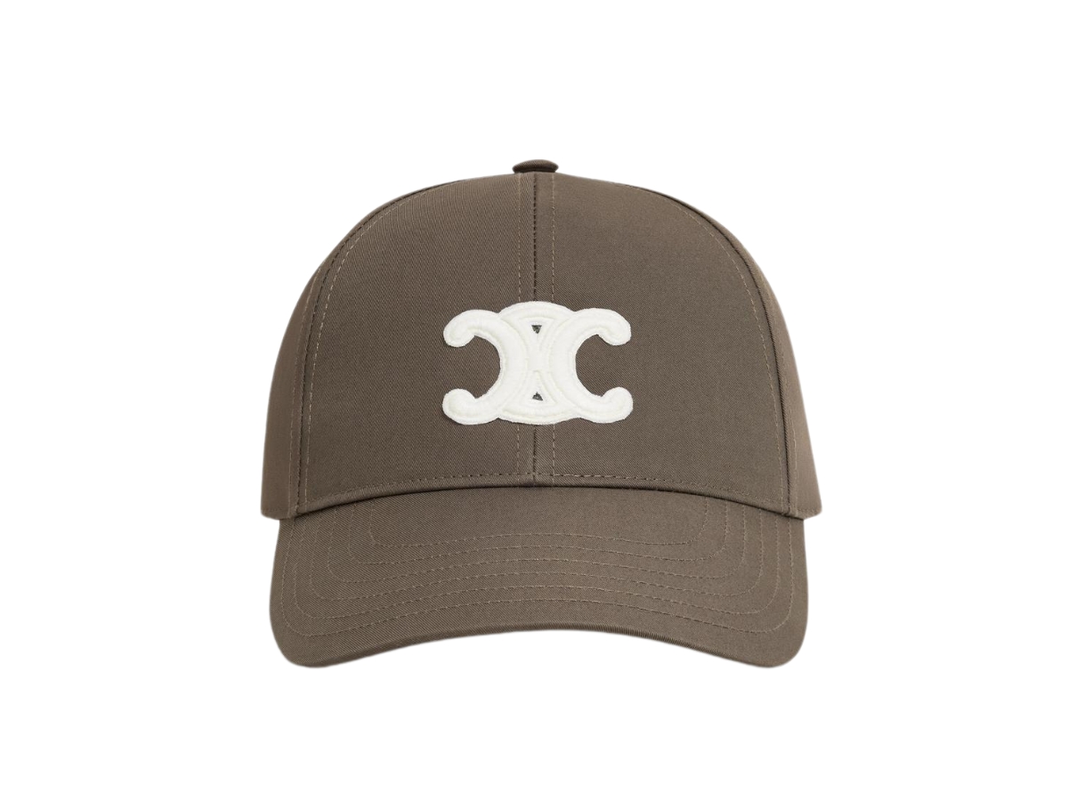 【★希少★】CELINE CAP Sauge Celine Triomphe Baseball Cap In Cotton Dark Taupe