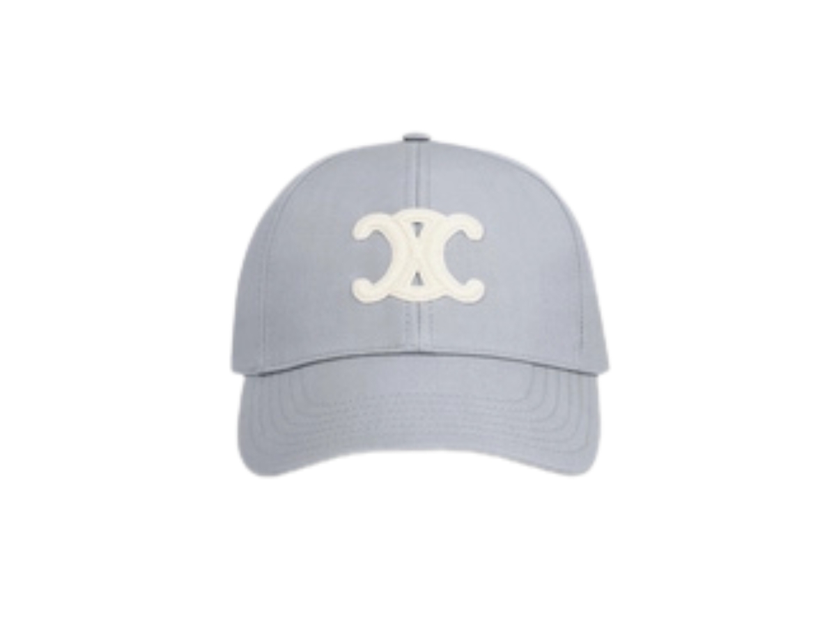 Celine Triomphe Baseball Cap In Cotton Pearl Grey