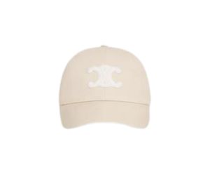 Celine Triomphe Baseball Cap In Cotton Vanilla