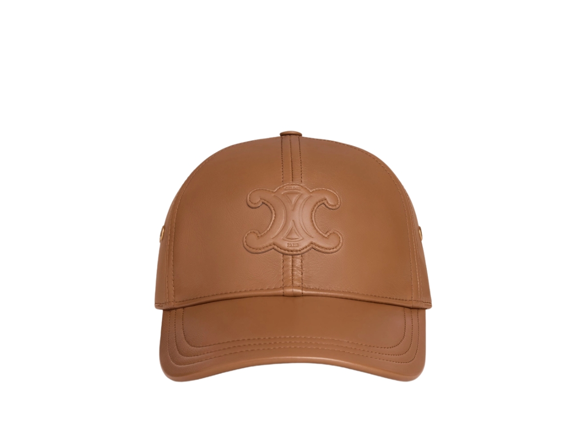 Buy Celine Triomphe Baseball Cap In Lambskin Beige | SASOM