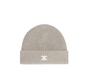 Celine Triomphe Beanie In Heritage Cashmere Oatmeal