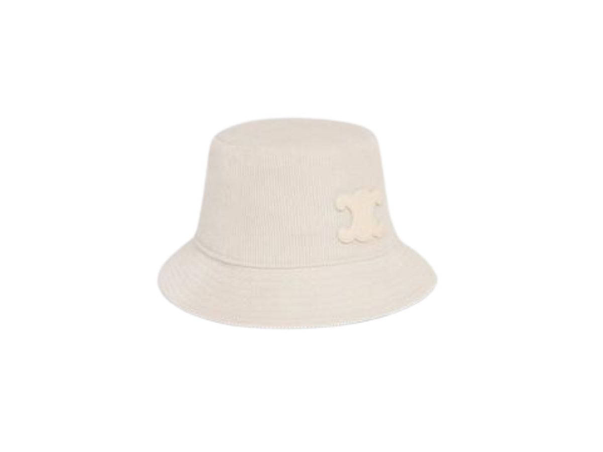 Buy Celine Triomphe Bucket Hat In Corduroy Off White | SASOM