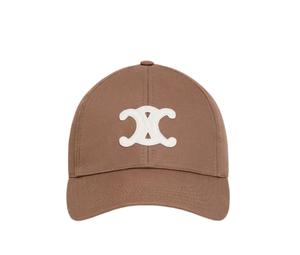 Celine Triomphe Cotton Baseball Cap With Triomphe Patch Marron Glace