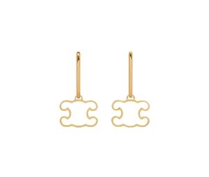 Celine Triomphe Frame Earrings In Brass With Gold Finish Gold