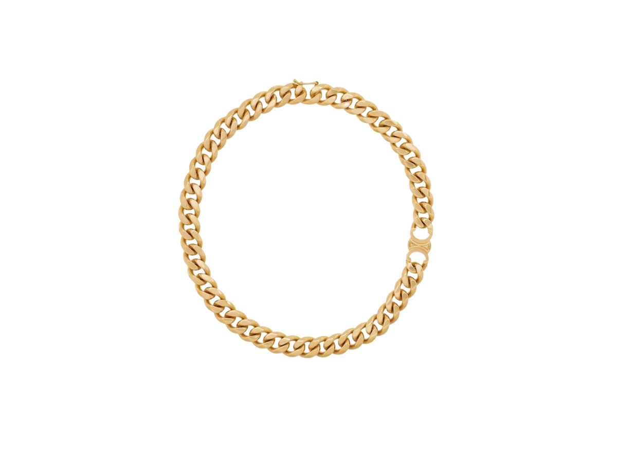 Celine Triomphe Gourmette Necklace In Brass With Gold Finish