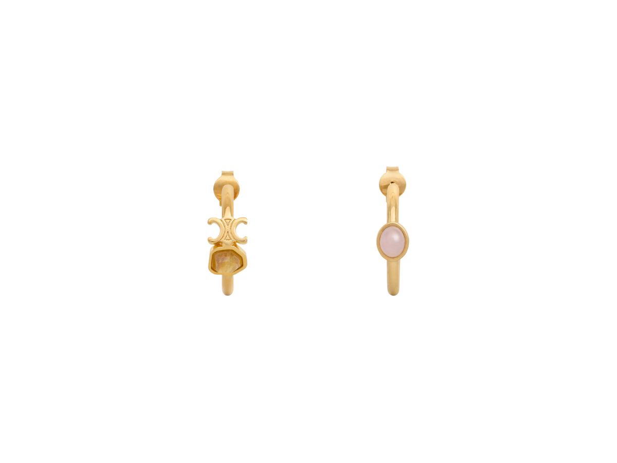 【国内発送】Triomphe Sparkle Hoops CELINE TRIOMPHE LARGE HOOPS IN BRASS WITH GOLD FINISH GOLD