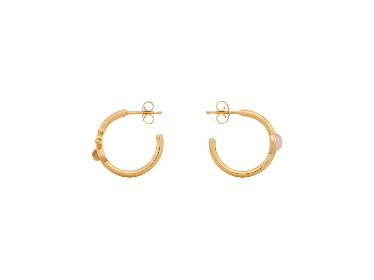 【国内発送】Triomphe Sparkle Hoops Celine Triomphe Indie Hoops In Brass With Gold Finish
