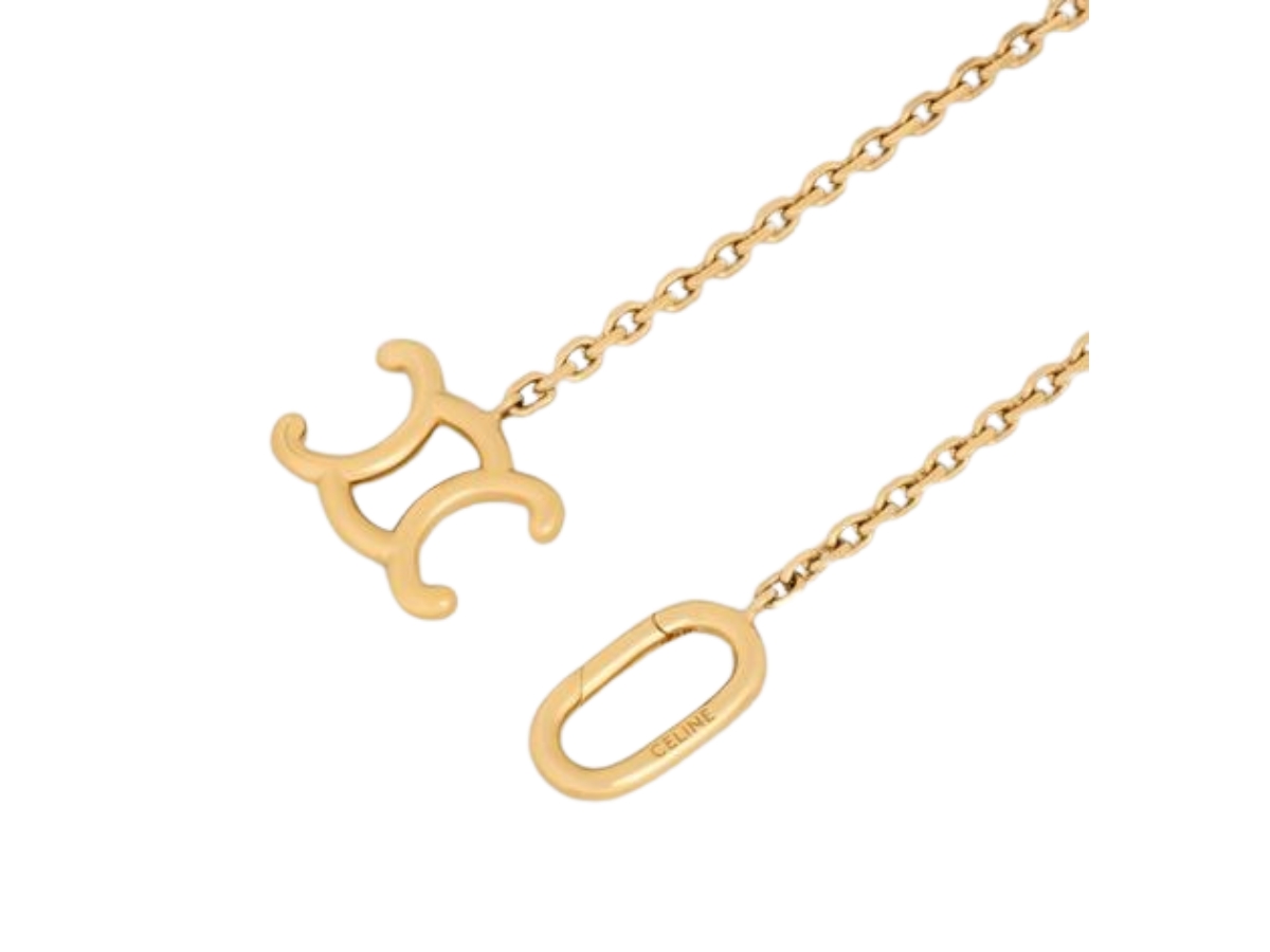 【CELINE 】 Triomphe lock necklace in brass with gold finish Triomphe Lock Necklace in Brass with Gold Finish - GOLD | CELINE