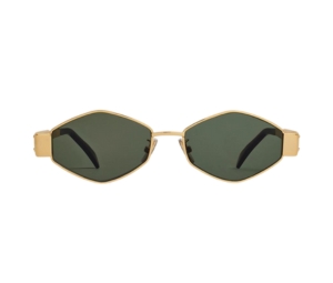 Celine Triomphe Metal 02 Sunglasses In Metal Gold Green