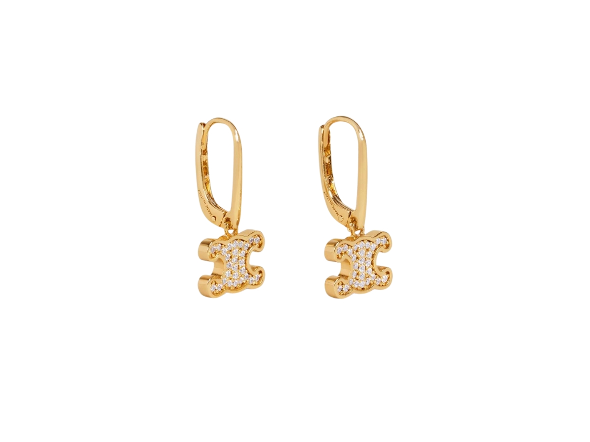 【国内発送】TRIOMPHE RHINESTONE EARRINGS IN BRASS Triomphe Rhinestone Earrings in Brass with Gold Finish and